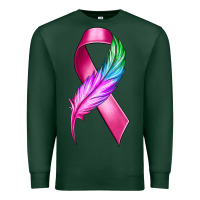 Sports Green Breast Cancer Ribbon with Feather Premium Sweatshirt - texasbilliewilder