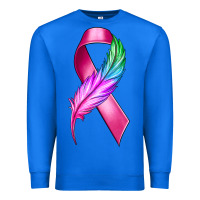 True Royal Breast Cancer Ribbon with Feather Premium Sweatshirt - texasbilliewilder