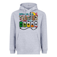 Heather Grey battery life of a teacher Heavyweight Hoodie - Zillion Design Studio
