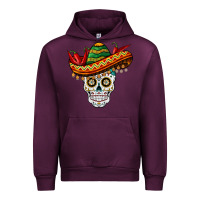Mauve Wine cinco de mayo sombrero skull Urban Hoodie - BarkalooDesign