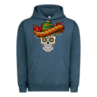 Pigment Midnight Navy cinco de mayo sombrero skull Urban Hoodie - BarkalooDesign