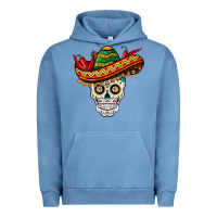 Pigment Pebble Blue cinco de mayo sombrero skull Urban Hoodie - BarkalooDesign