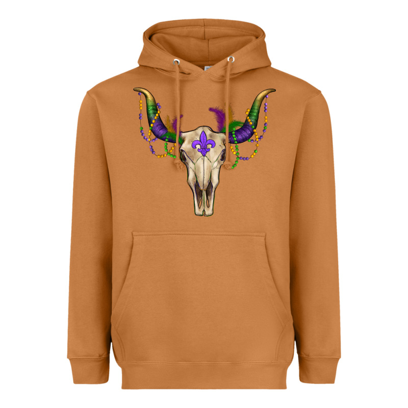 Mardi Gras Bullskull Heavyweight Hoodie by RanaPortraitStore | Teevron