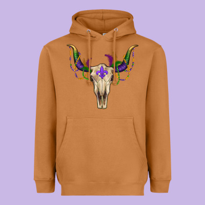 Mardi Gras Bullskull Heavyweight Hoodie Designed By Ranaportraitstore