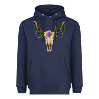 Navy mardi gras bullskull Heavyweight Hoodie - RanaPortraitStore
