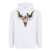 White mardi gras bullskull Heavyweight Hoodie - RanaPortraitStore