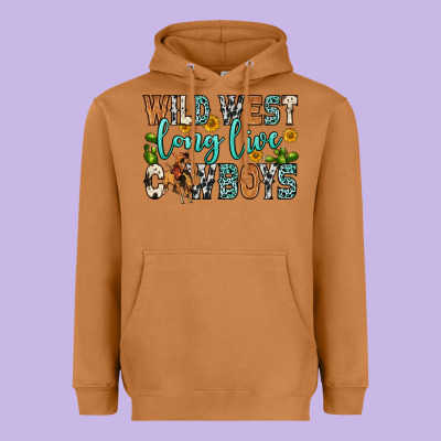 Wild West Long Live Cowboys Heavyweight Hoodie Designed By Zillion Design Studio