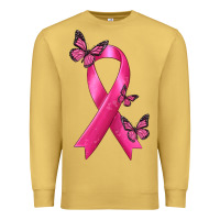 Breast Cancer Ribbon With Butterfly Premium Sweatshirt | Teevron