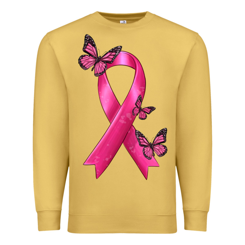 Breast Cancer Ribbon With Butterfly Premium Sweatshirt by texasbilliewilder | Teevron