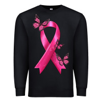 Black Breast Cancer Ribbon with Butterfly Premium Sweatshirt - texasbilliewilder