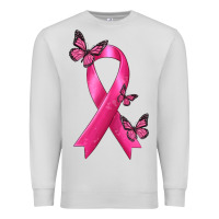 Dove Grey Breast Cancer Ribbon with Butterfly Premium Sweatshirt - texasbilliewilder