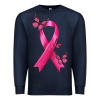 Navy Breast Cancer Ribbon with Butterfly Premium Sweatshirt - texasbilliewilder
