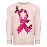 Pale Pink Breast Cancer Ribbon with Butterfly Premium Sweatshirt - texasbilliewilder