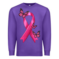 Purple Breast Cancer Ribbon with Butterfly Premium Sweatshirt - texasbilliewilder