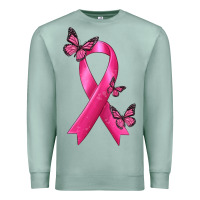 Seafoam Breast Cancer Ribbon with Butterfly Premium Sweatshirt - texasbilliewilder