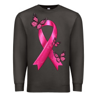 Smoke Breast Cancer Ribbon with Butterfly Premium Sweatshirt - texasbilliewilder