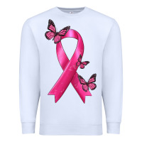 White Breast Cancer Ribbon with Butterfly Premium Sweatshirt - texasbilliewilder