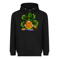 Black st patricks day gnomes shamrock gold horseshoes rainbow Heavyweight Hoodie - RanaPortraitStore