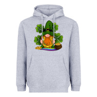 Heather Grey st patricks day gnomes shamrock gold horseshoes rainbow Heavyweight Hoodie - RanaPortraitStore