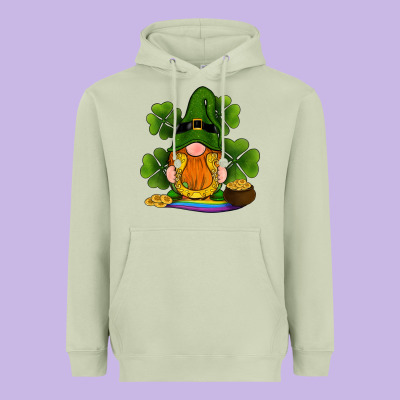 St Patricks Day Gnomes Shamrock Gold Horseshoes Rainbow Heavyweight Hoodie Designed By Ranaportraitstore