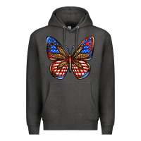 Charcoal Heather 4th of july butterfly Premium Hoodie - BundleAndBundleShop