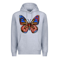 Heather Grey 4th of july butterfly Premium Hoodie - BundleAndBundleShop