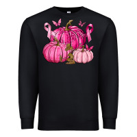 Black Breast Cancer We Wear Pink with Pumpkin and Ribbon Premium Sweatshirt - texasbilliewilder