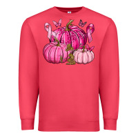 Cardinal Breast Cancer We Wear Pink with Pumpkin and Ribbon Premium Sweatshirt - texasbilliewilder