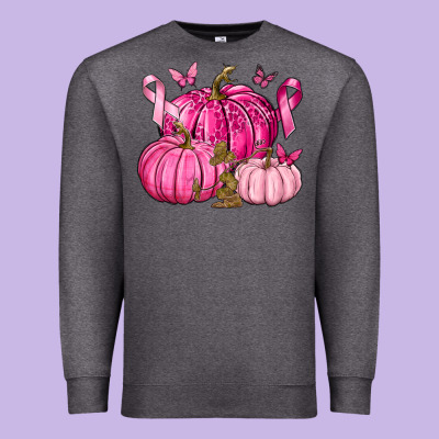 Breast Cancer We Wear Pink With Pumpkin And Ribbon Premium Sweatshirt Designed By Texasbilliewilder