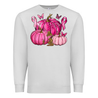 Dove Grey Breast Cancer We Wear Pink with Pumpkin and Ribbon Premium Sweatshirt - texasbilliewilder