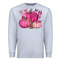 Heather Grey Breast Cancer We Wear Pink with Pumpkin and Ribbon Premium Sweatshirt - texasbilliewilder