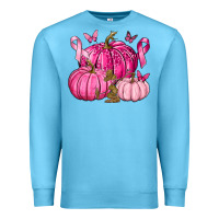 Ocean Blue Breast Cancer We Wear Pink with Pumpkin and Ribbon Premium Sweatshirt - texasbilliewilder