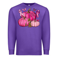 Purple Breast Cancer We Wear Pink with Pumpkin and Ribbon Premium Sweatshirt - texasbilliewilder