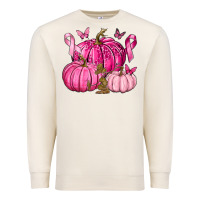 Sandshell Breast Cancer We Wear Pink with Pumpkin and Ribbon Premium Sweatshirt - texasbilliewilder