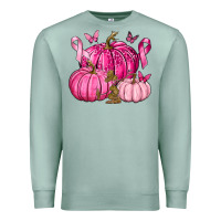 Seafoam Breast Cancer We Wear Pink with Pumpkin and Ribbon Premium Sweatshirt - texasbilliewilder