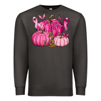 Smoke Breast Cancer We Wear Pink with Pumpkin and Ribbon Premium Sweatshirt - texasbilliewilder
