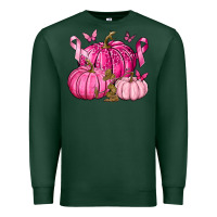 Sports Green Breast Cancer We Wear Pink with Pumpkin and Ribbon Premium Sweatshirt - texasbilliewilder