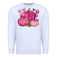 White Breast Cancer We Wear Pink with Pumpkin and Ribbon Premium Sweatshirt - texasbilliewilder