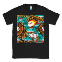 Black baseball glove and bat with serape seamless pattern Classic Tee - BundleAndBundleShop