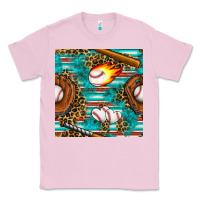 Bubblegum Pink baseball glove and bat with serape seamless pattern Classic Tee - BundleAndBundleShop
