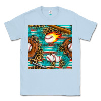 Dusty Blue baseball glove and bat with serape seamless pattern Classic Tee - BundleAndBundleShop