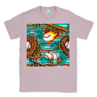 Lilac baseball glove and bat with serape seamless pattern Classic Tee - BundleAndBundleShop