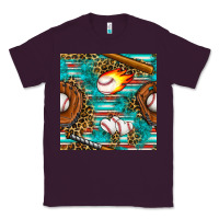 Plum baseball glove and bat with serape seamless pattern Classic Tee - BundleAndBundleShop