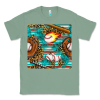 Sage baseball glove and bat with serape seamless pattern Classic Tee - BundleAndBundleShop
