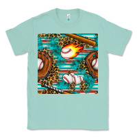 Seafoam baseball glove and bat with serape seamless pattern Classic Tee - BundleAndBundleShop