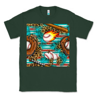 Sports Green baseball glove and bat with serape seamless pattern Classic Tee - BundleAndBundleShop