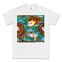 White baseball glove and bat with serape seamless pattern Classic Tee - BundleAndBundleShop