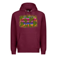 Burgundy cinco de mayo leopard frame Premium Hoodie - Artiststas