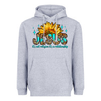 Heather Grey jesus it s not religion it s a relationship Heavyweight Hoodie - Zillion Design Studio