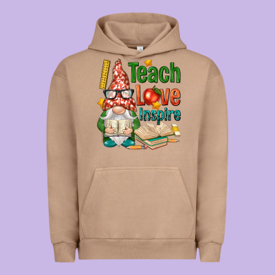 Gnome Teach Love Inspire Urban Hoodie Designed By Nancycooperartshop